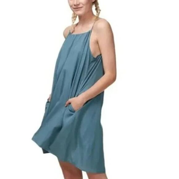 Patagonia Brand Women's Small June Lake Swing Dress Abalone Blue Pockets - Picture 1 of 6